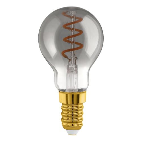 Eglo E14 LED dimmerabile, lampadina a spirale, vintage nero-trasparente in design retrò, 4 Watt, 100 lumen, luce bianco caldo, 2000k, lampadina Edison P45, Ø 4,5 cm