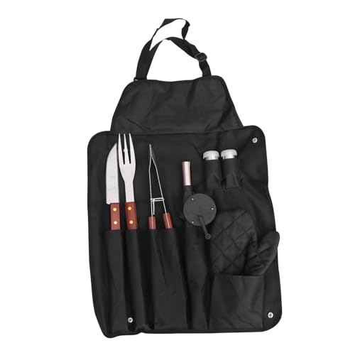 Set de 8 piezas para barbacoa de acero inoxidable con mango de madera miniatura 1