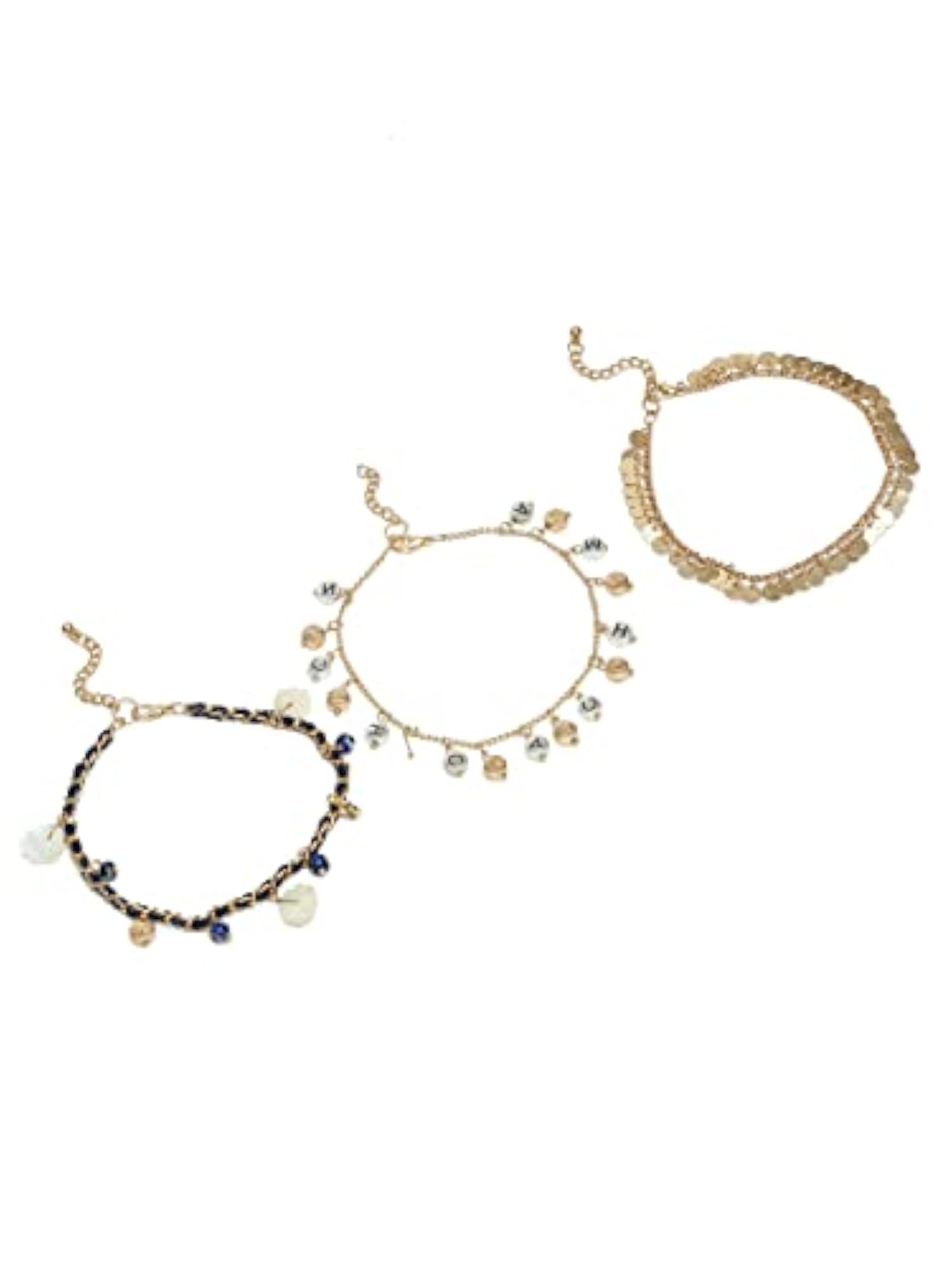 Alphabet Coin Charm Chain Anklet Set for Women