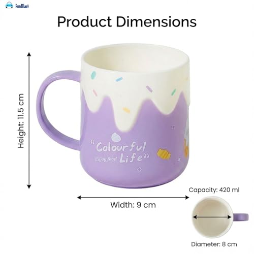 Image of FunBlast Milk Mug for Kids - 420 Ml; Unbreakable Mug for Kids, Milk Mugs for Kids Unbreakable - Milk Drinking Cup for Kids (Purple)