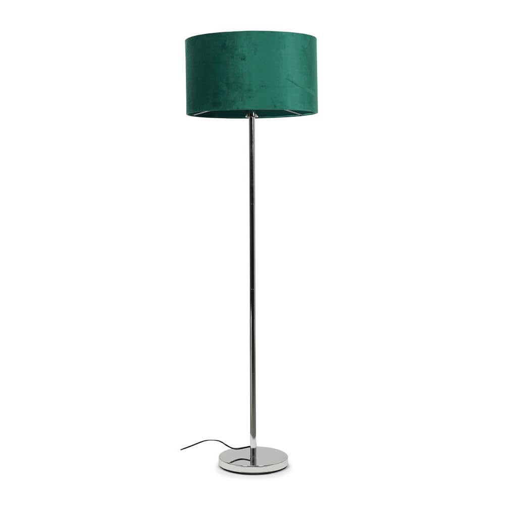 Valuelights Forest Green | Modern Standard Floor Lamp In A Silver Chrome Metal Finish With A Velvet Drum Shade | Floor Lamps, Home Décor & Improvement Essential | Included Led Bulb