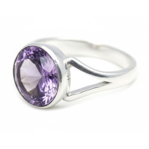 Image of 55Carat Choose Your Color Real Round Shape 5 Carat Birthstones Sterling Silver Handmade Healing Stones Ring Size US 4-13