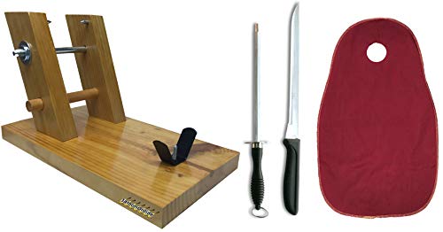 Ham houder mod. Dublin met hammes, chaira en ham afdekking.