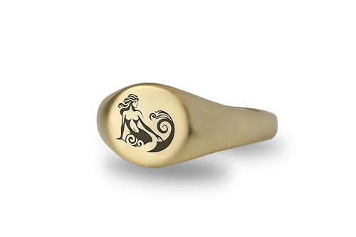 Bague chevalière sirène en or 14k, votre alliée style au quotidien pour une touche mystique