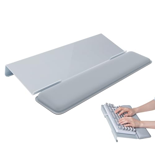 Computer Keyboard Stand for Desktop, Ergonomic Keyboard Riser with Wrist Rest for Easy Typing, Keyboard Wrist Support with Anti-Slip Base, Comfortable Keyboard Holder with Wrist Pad(Gray)