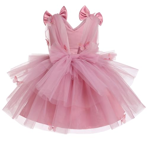 IMEKIS Toddler Girls Butterfly Birthday Dress Rainbow Tulle Formal Wedding Party Ruffle Tutu Dresses Photo Shoot