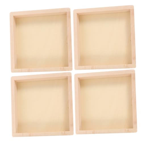 Artibetter 6-Sided Painting Tray for Blocks 4pcs Unfinished Wooden Puzzle Tray Puzzle Sorting Organizers for Boys and Girls