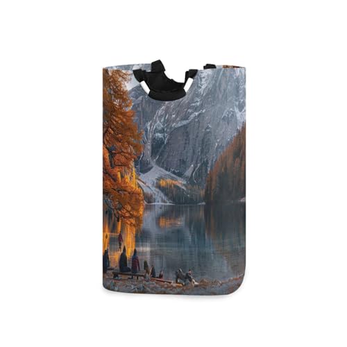 Jihqo Laundry Hamper Basket Fall Mountain Landscape Collapsible Nursery Storage Bin Waterproof Clothing Baskets for Home Bedroom Bathroom Washing Room