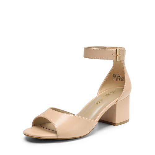 Image of DREAM PAIRS Women's Chunky Heel Sandal | 2.2 inch chunky block heels,open toe with ankle strap buckle, classic comfortable heeled sandals,wedding party dress shoes