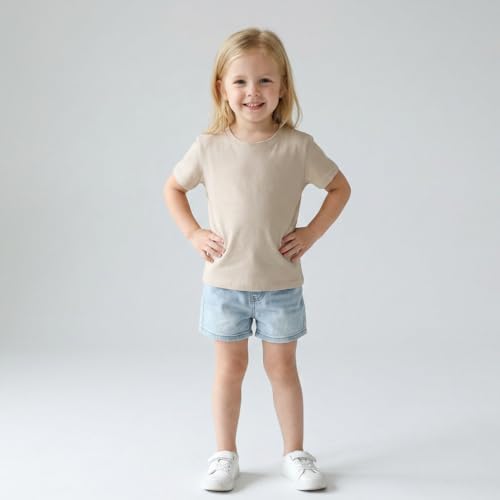 Image of Kids T Shirt Short Sleeve Crewneck Tee for Toddler Boys and Girls Cotton Basic Summer Top 2-6 Years