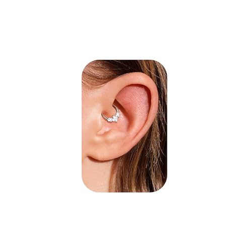 BodyBonita 16G Piercing Septum Acero Inoxidable 316L con Circonia Cúbica Piercings Nariz Aro Piercing Helix Tragus Hombre Mujer Daith Rook Oreja Pendientes Aros Plata 8mm Lustrous Beam