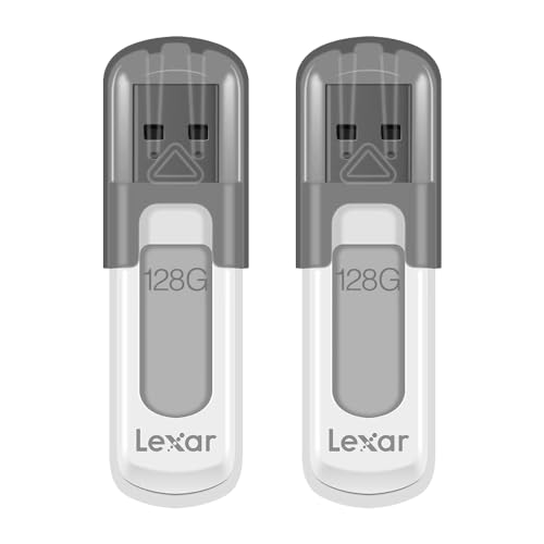 Image of Lexar 128GB 2-Pack JumpDrive V100 USB 3.2 Gen 1 Flash Drive for Storage Expansion and Backup, Up To 100MB /s Read, Gray (LJDV100128G-B2HNU)