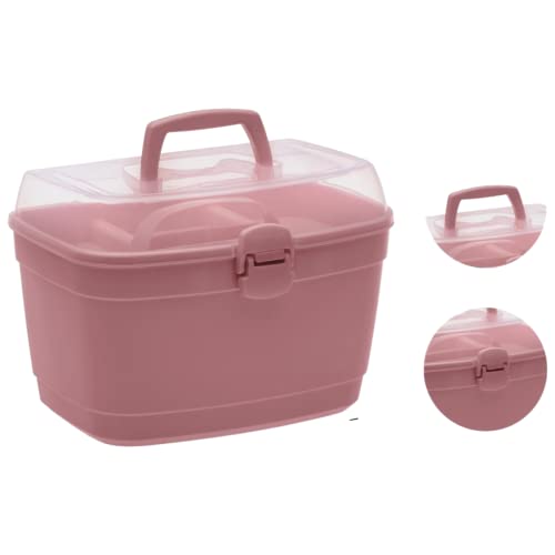 Caixa Maleta Multiuso Organizadora Manicure Maquiagem Box, Tamanho M - Paramount (Rosa)