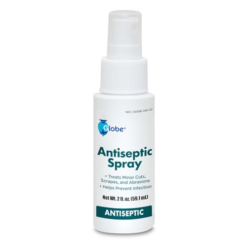 Globe First Aid Antiseptic Spray, Wound Cleaner, Benzalkonium Chloride for Minor Cuts, Scrapes and...