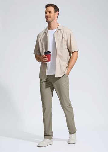 Image of Pudolla Men's Golf Pants Stretch Work Dress Comfy Pants 30 inch /32 inch /34 inch Lightweight Quick Dry Casual Slacks Trousers with Pockets