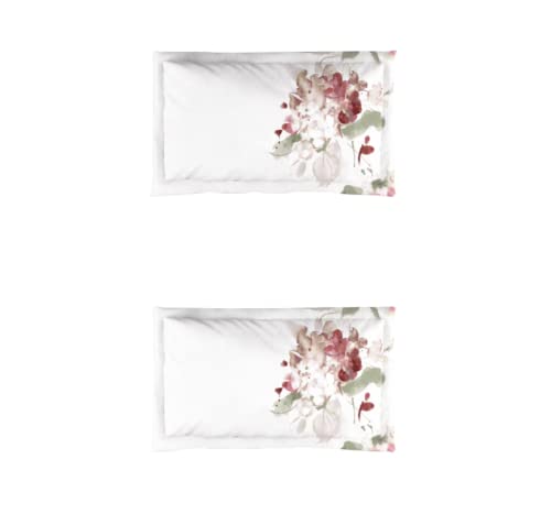 Image of D'Decor Live Beautiful Floral Glow Floral 144 TC Double Bedsheet Set with Two Pillow Covers - Red