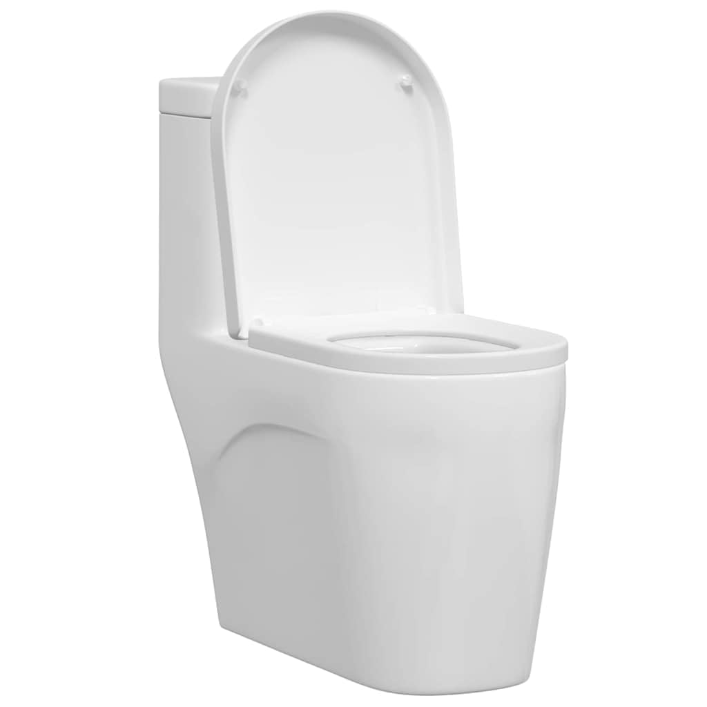 vidaXL Toilet Seat Adjustable White 48 x 36.5 x 4.5 cm Polypropylene, Modern Bathroom Upgrade, Durable Polypropylene Seat, Easy Clean Toilet Accessory, Functional Design, Quick Release System