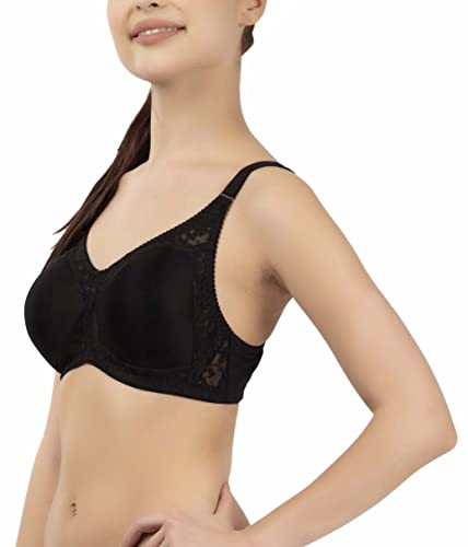 Image of Women's Seamless Padded Bra | Full Coverage | Cotton Stretch Fabric and Nylon Lace | Broad Adjustable Straps