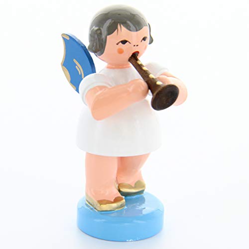Engel mit Flöte - Blaue Flügel - stehend - 6cm / Weihnachtsengel -...
