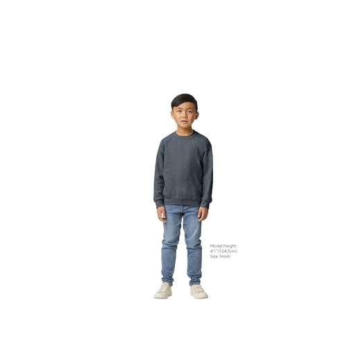 Gildan Youth Fleece Crewneck Sweatshirt, Style G18000B, Dark Heather, Medium - image 3