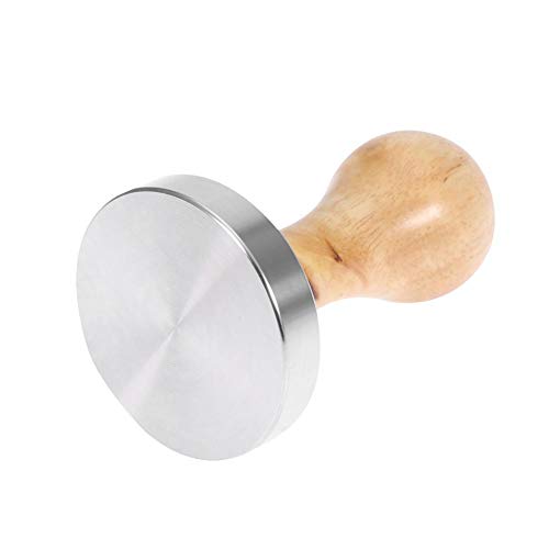 Herramienta de prensa de 58 mm de mano de madera de roble con mango de café (base plana) - Imagen 8