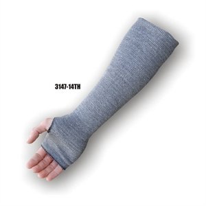 Majestic Glove 3147-14TH 3147 Standard Weight Cut-Resistant Sleeves with Thumb Hole, 3 in, 14 in L x 2 ply THK, Dyneema/Nylon/Spandex/Glass Fiber, Gray