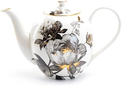 Grace Teaware Black Gold Peony Fine Porcelain Teapot Grace Teaware Black Gold Peony Fine Porcelain Teapot