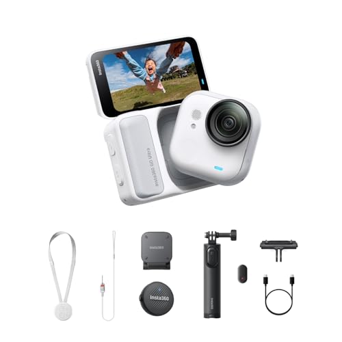 Image of Insta360 GO Ultra Vlogger Bundle - Small 4K Vlogging Camera, Hands-Free, POV Cam, 1 /1.28 inch Sensor, 53g Lightweight, 156 FOV, 200 Min Battery Life, Magnetic Wearable Action Camera for Sports, Vlog