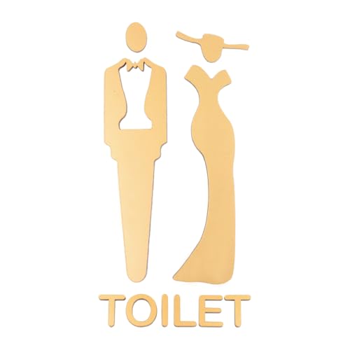 KOYOKOMA トイレサイン ドアサイン ピクトサイン トイレ 標識 ウォールステッカー 洗面所 ドア トイレマーク おしゃれ サイン ピクトグラム サインプレート オフィス レストラン (ゴールド/Aタイプ)