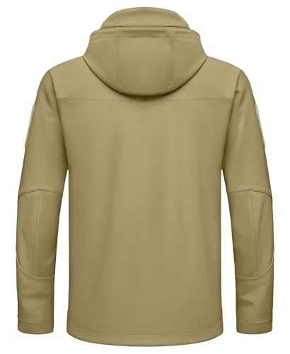 Image of Little Donkey Andy Men's Softshell Jacket Hooded Light Waterproof Tactical Jacket Fleece Windbreaker Jackets with 8 Pockets
