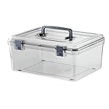 Fmtop-JP 防湿庫 ドライボックス 大容量 カメラ断熱/防湿ケース 密封箱 レンズ保管用乾燥庫 ハンドル付 湿気対策 写真機材収納ボックス 防カビケース 密封箱 透明 防水 丈夫なアクセサリー (31.7*25.5*14.5cm)