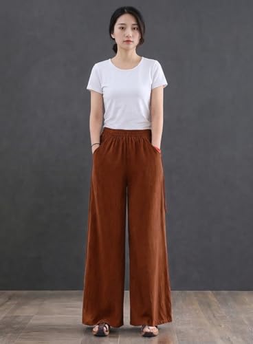 Image of KOTTY Women's FlowEase Wide Leg Pants High-Rise Drawstring Waist Relaxed Lounge Trousers with Pockets, Soft Breathable Everyday Wear