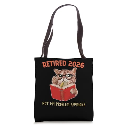 Bolso tote divertido para amantes de los gatos: 'Retirado 2026, ya no es mi problema' miniatura 1