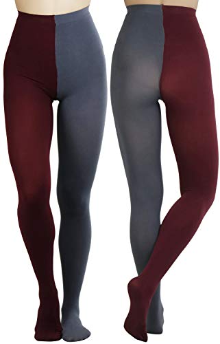 Image of ToBeInStyle Women's Two Toned Vibrant Jester Contrast Opaque Multicolored Tights