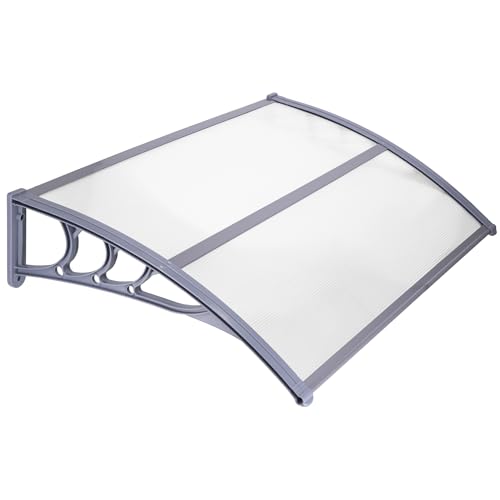SPRINGOS Marquesina para puerta de casa, balcón, protección contra la lluvia, 150 x 75 x 23 cm, aluminio y policarbonato