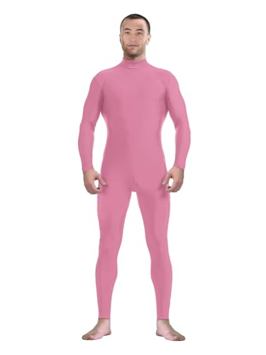 Aniler Mens and Womens Spandex Headless and Without Gloves Socks Zentai Costume Bodysuit Stretchy Cosplay Unitard Body Suit (Small Pink)