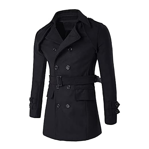 Manteau Homme Hiver Mi-Long Trench Coat en Laine Chaud Veste Slim Pardessus Parka Couleur Unie Coupe Vent Manteau Slim Fit Casual Long en Laine Caban