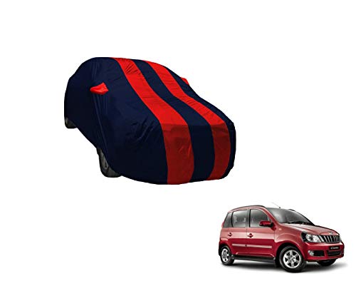 Image of Auto Hub Car Cover Compatible with Mahindra Quanto with Weather Proof, Mirror Pocket, Triple Stitched, Quanto Car Cover- Navy-Red