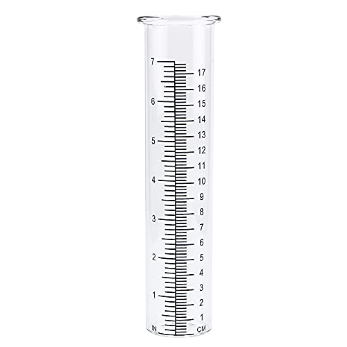QMET 7 Capacity Rain Gauge Glass Replacement Tube for Yard Garden Outdoor Home (1PC)