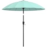 Outsunny Parasol de jardin extérieur rond 2 m parasol inclinable avec ouverture fermeture manivelle 16 baleines en fibre de verre toile 180 g/m² Anti UV 30+, pour balcon, piscine, terrasse, turquoise