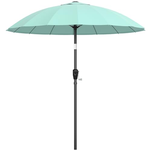Outsunny 2 m Shanghai Garden Parasol Umbrella with 16 Fibreglass Ribs, Outdoor Parasol Sun Shade with Crank & Tilt, UV Protection, Turquoise