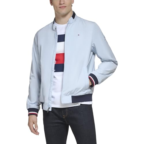 Image of Tommy Hilfiger Men's Lightweight Varsity Rib Knit Bomber Jacket