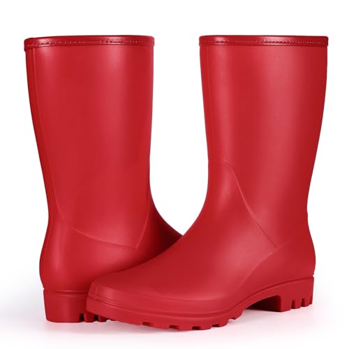 Image of Asgard Women's Mid Calf Rain Boots Waterproof Garden Shoes Slip on Rubber Boots