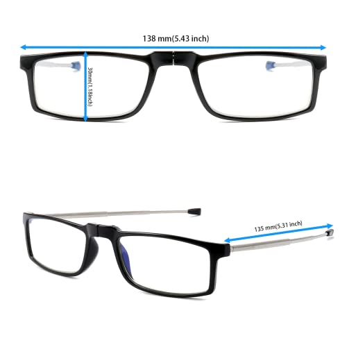 GOOSEN Reading Glasses for Women Men, Keychain Bags Compact Folding Readers, Clear Lens Blue light Glasses Spring Hinge