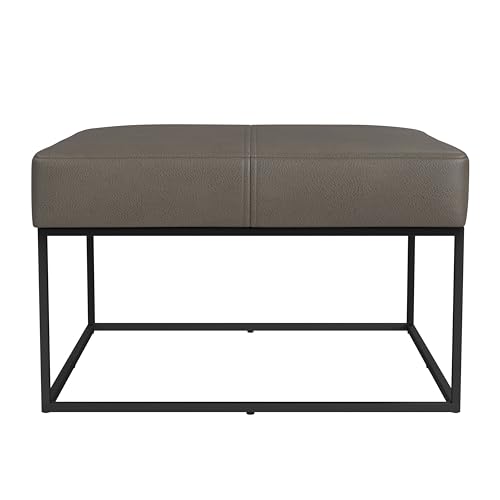 HomePop Decorative Large Square Black Metal Ottoman