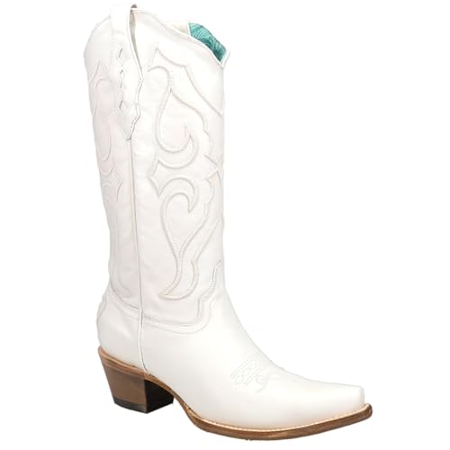 CORRAL LADIE'S WHITE EMBROIDERY, SNIP TOE, LEATHER SOLE, WESTERN, Z50462