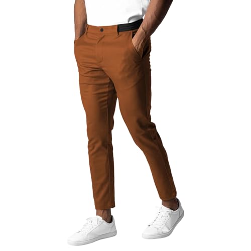 Muineobuka Mens Slim Fit Dress Pants Casual Business Straight Stretch Lightweight Pants Fashion Skinny Cotton Trousers