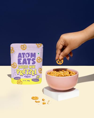 Atom Eats | Salted Pretzel Mini Knots (Pack of 4) - 30g each | Savory Snacks,...