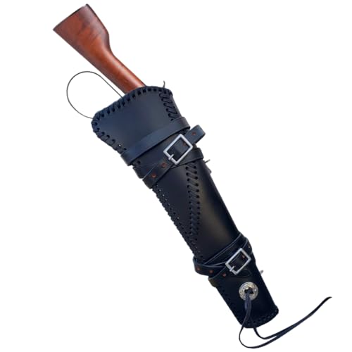 Mare’s Leg Holster – 18” Handmade Western Leather Scabbard – Buff Leather – Fits Henry Mare's Leg, Rossi Ranch Hand – Right-Hand Draw – Saddle & ATV Compatible – Black