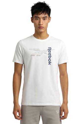 Image of Reebok Men's Casual T-Shirt - Lightweight Breathable Comfortable Regular Fit Half Sleeve Tee for Men | Round Neck Tshirt for Men Soft Tshirt
